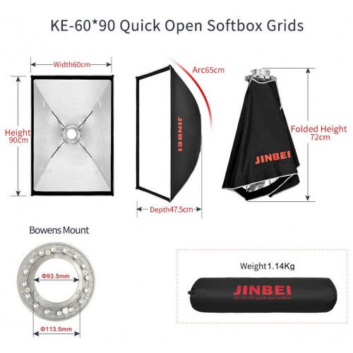 Softbox jinbei KE 60x90 thao tác nhanh Softbox jinbei KE 60x90 thao tác nhanh